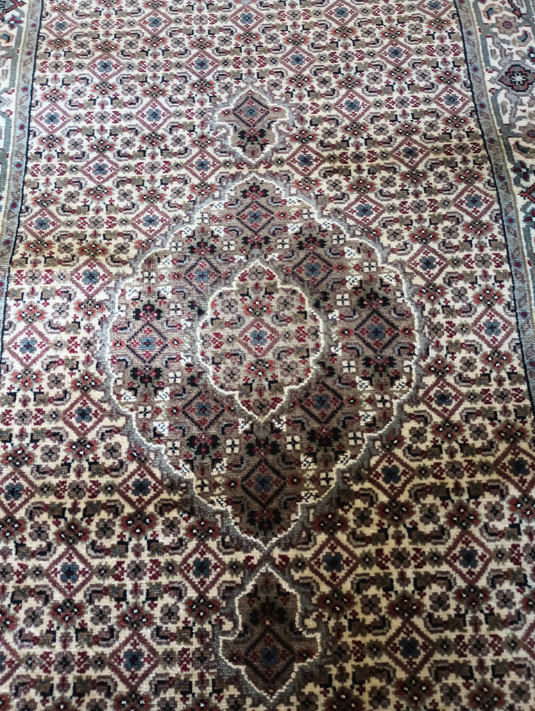 2.3 x 8.10 Hand-Knotted Wool and Silk Mahi Tabriz Carpet #F-5855