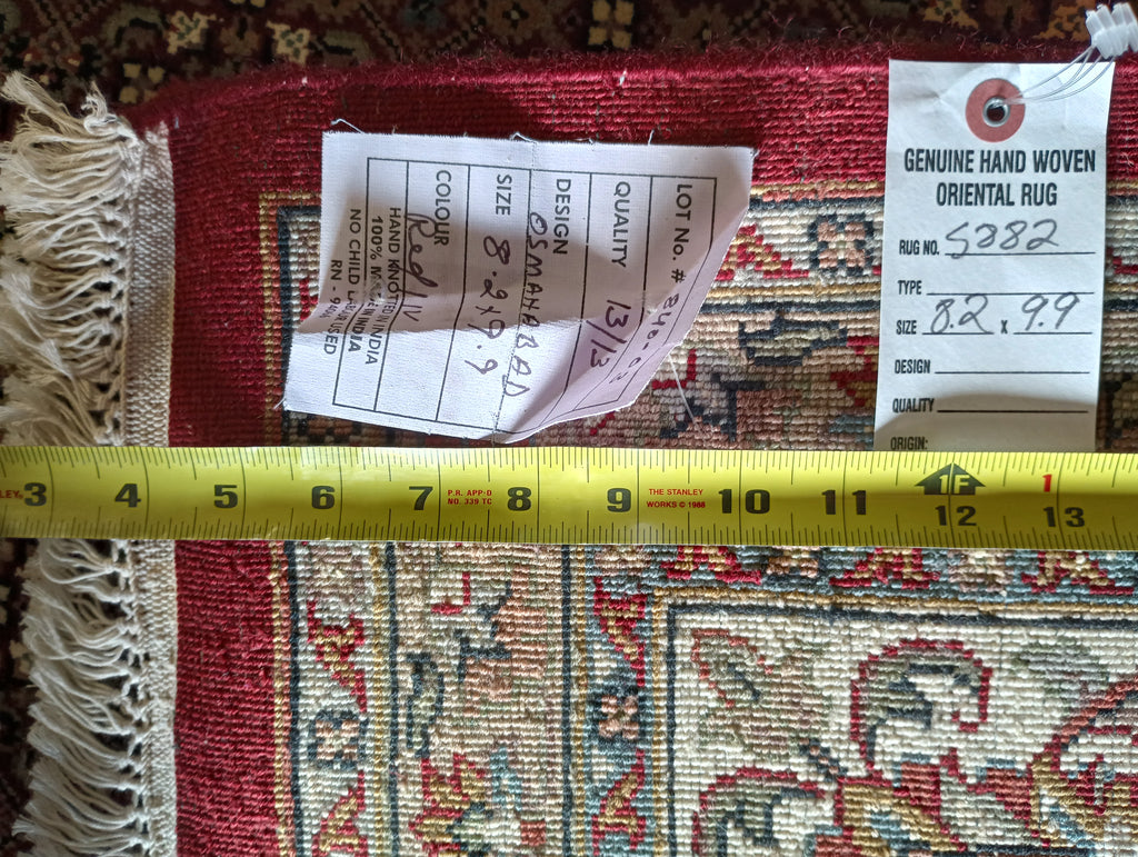 8.2 x 9.9 MAHI TABRIZ QUALITY RUG Wool and Silk Burgundy #F-5882