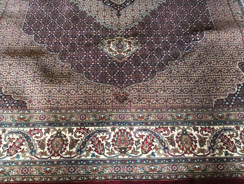 8.2 x 9.9 MAHI TABRIZ QUALITY RUG Wool and Silk Burgundy #F-5882