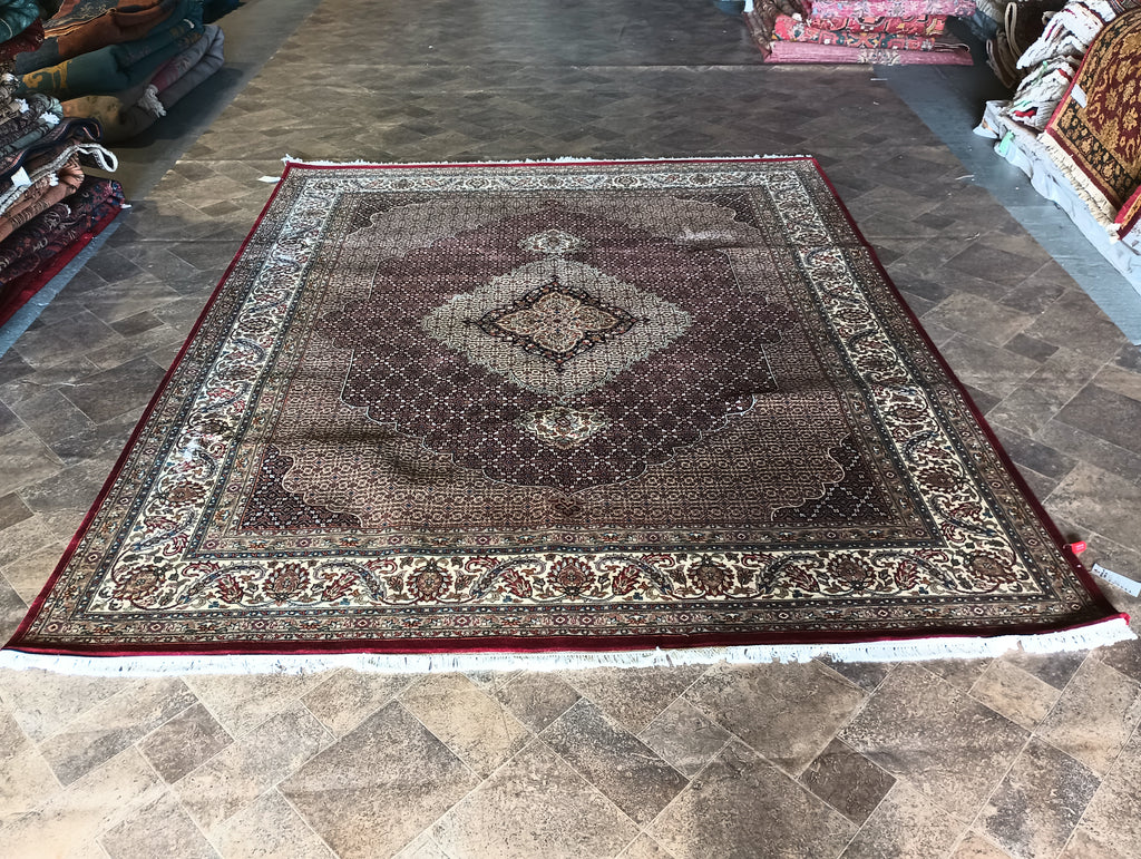 8.2 x 9.9 MAHI TABRIZ QUALITY RUG Wool and Silk Burgundy #F-5882