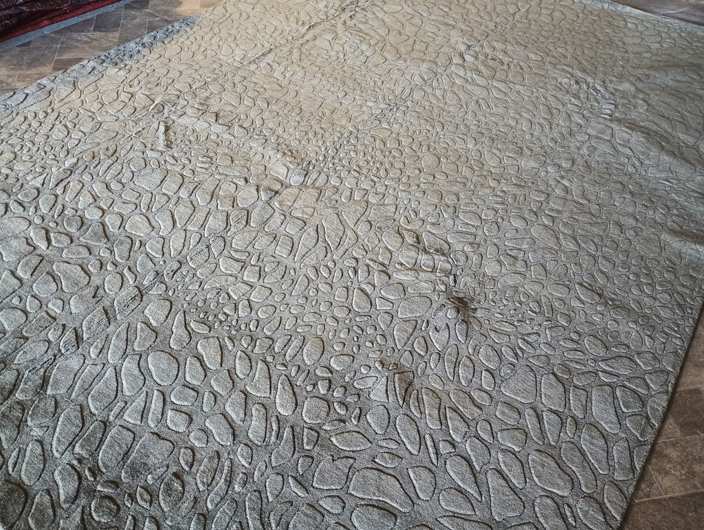 9.5 x 13.5 CONTEMPORARY GRAY RUG 10X14 Modern Carpet Wool Handmade #F-5888