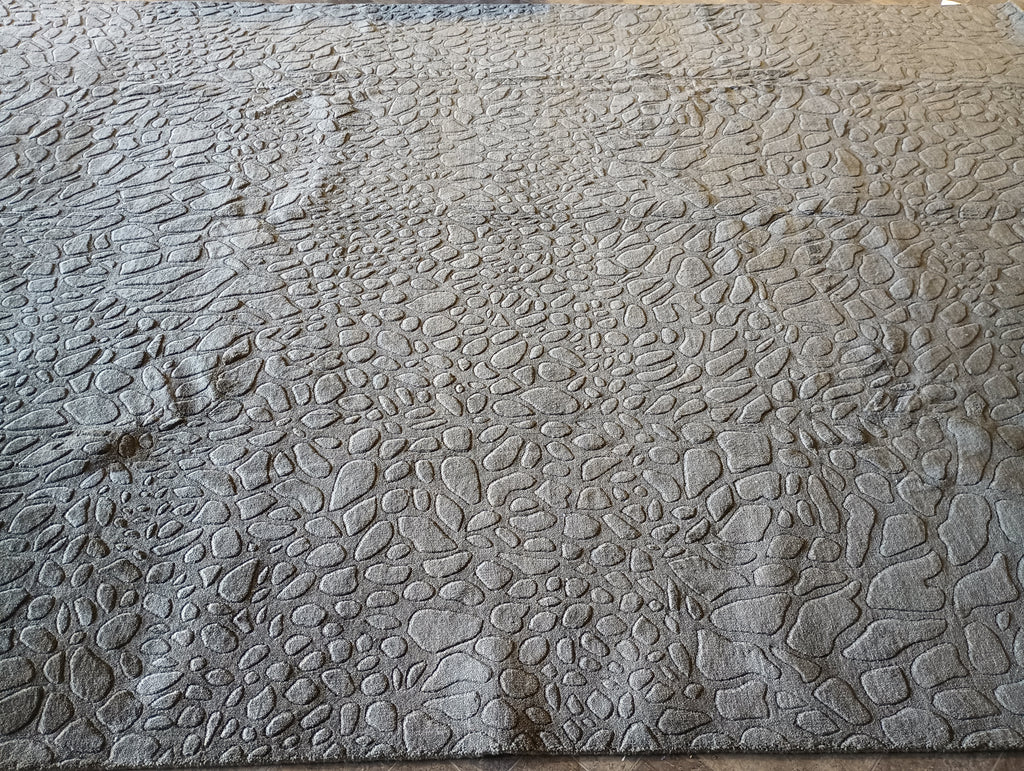 9.5 x 13.5 CONTEMPORARY GRAY RUG 10X14 Modern Carpet Wool Handmade #F-5888