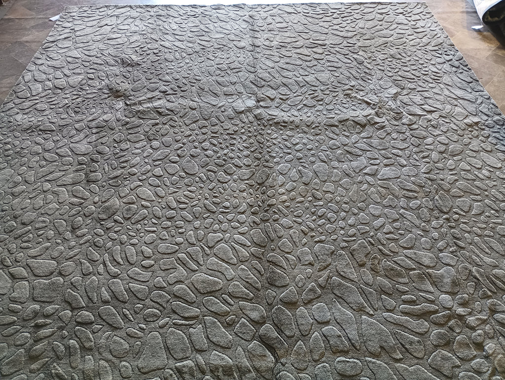 9.5 x 13.5 CONTEMPORARY GRAY RUG 10X14 Modern Carpet Wool Handmade #F-5888