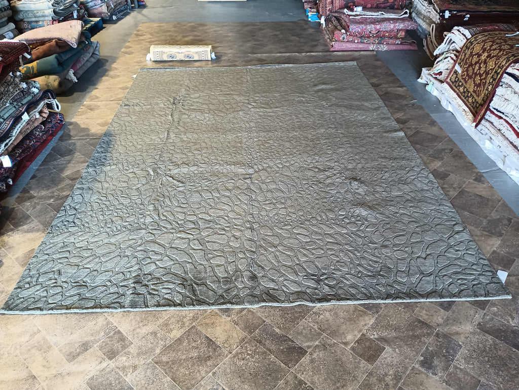 9.5 x 13.5 CONTEMPORARY GRAY RUG 10X14 Modern Carpet Wool Handmade #F-5888