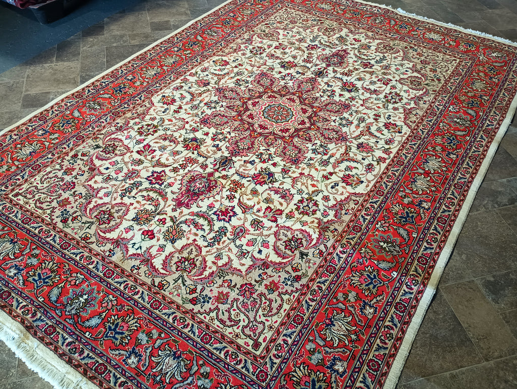 6.8 x 10 Pre-Owned Persian Tabriz Rug IRAN #F-5896