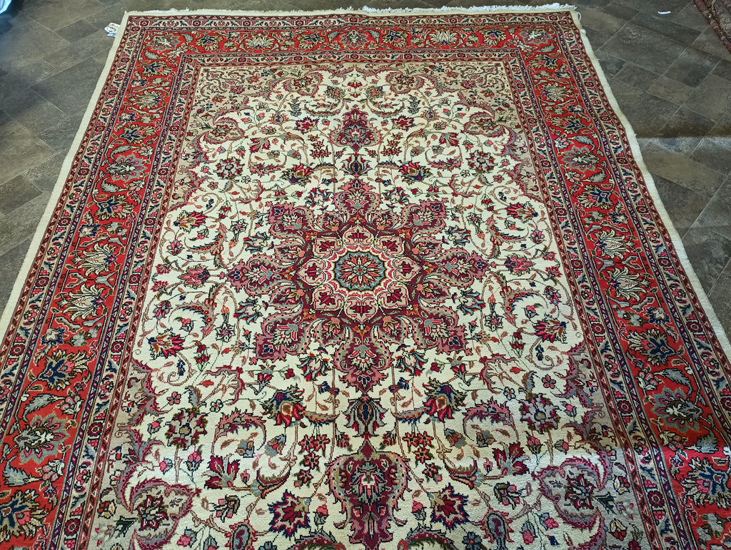 6.8 x 10 Pre-Owned Persian Tabriz Rug IRAN #F-5896