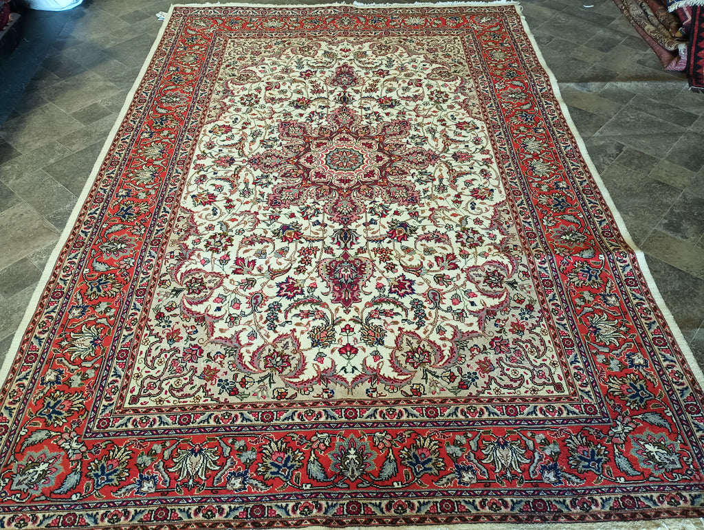 6.8 x 10 Pre-Owned Persian Tabriz Rug IRAN #F-5896