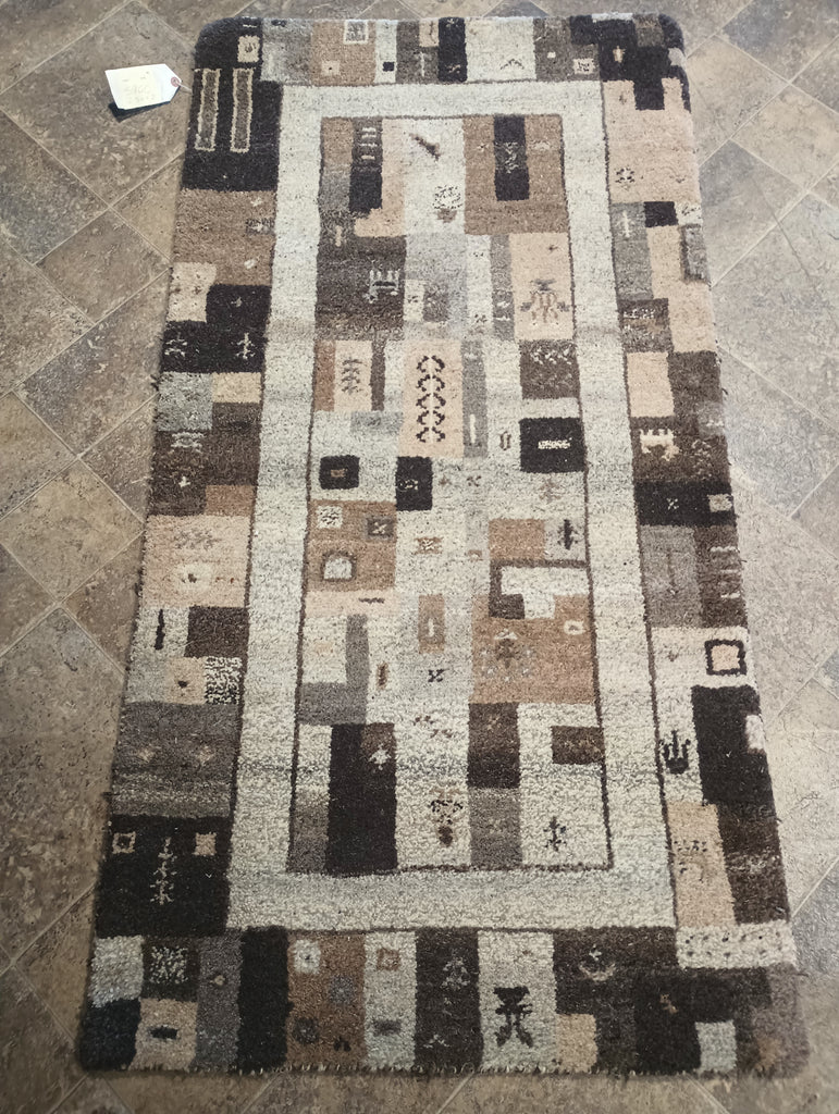 Marco 2' x 4' New Gabbeh Rug Neutral BROWN Modern #F-5900