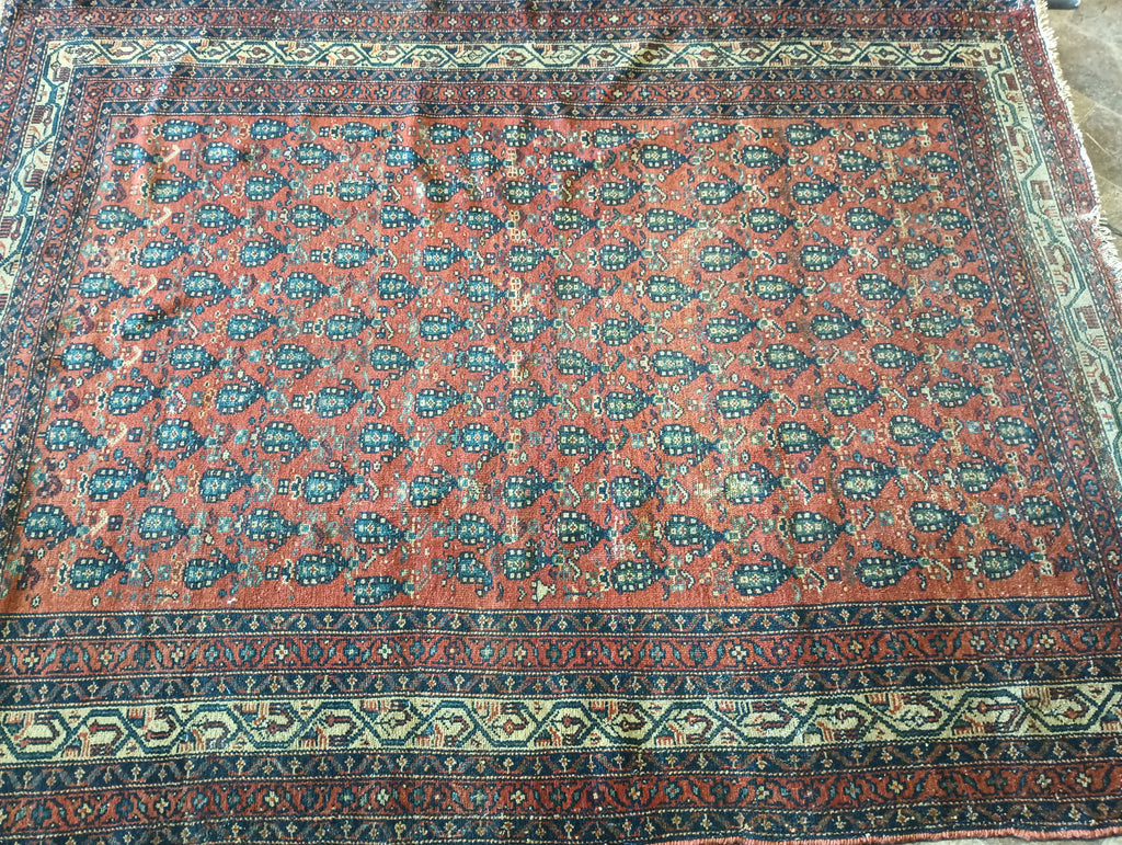 4.7 x 5.10 Antique Persian Mahal Herati Rug #F-5915
