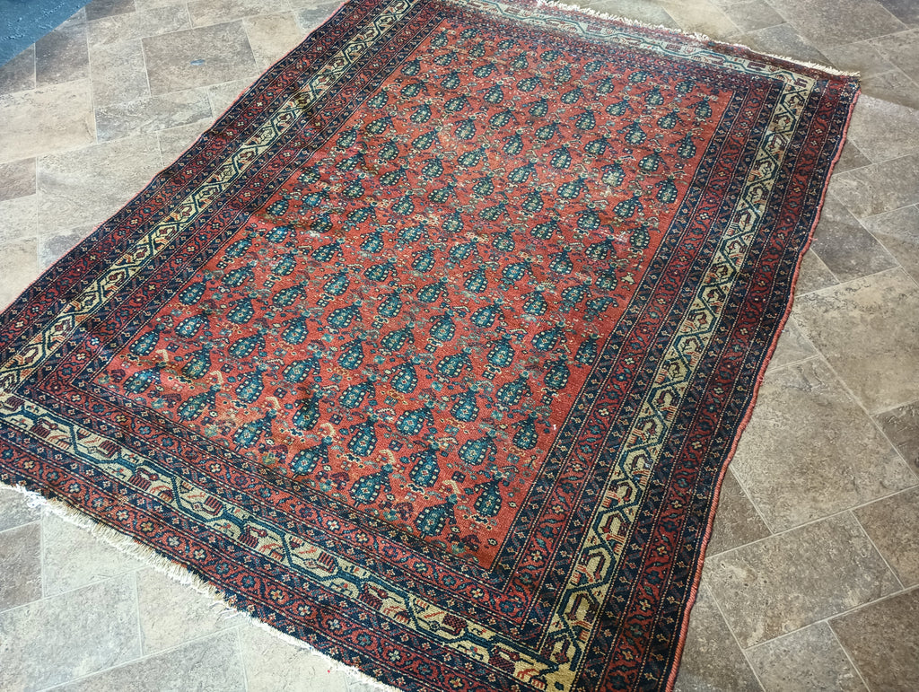 4.7 x 5.10 Antique Persian Mahal Herati Rug #F-5915