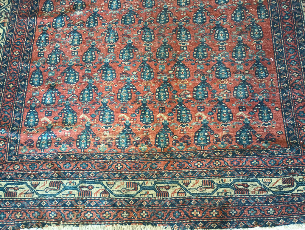 4.7 x 5.10 Antique Persian Mahal Herati Rug #F-5915