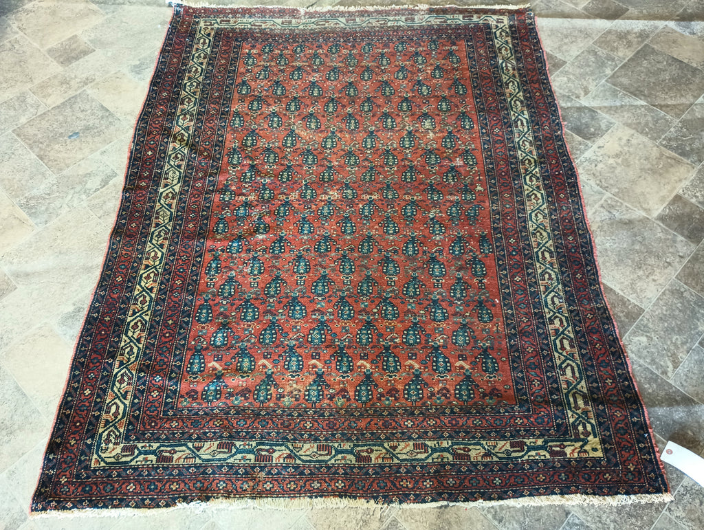 4.7 x 5.10 Antique Persian Mahal Herati Rug #F-5915