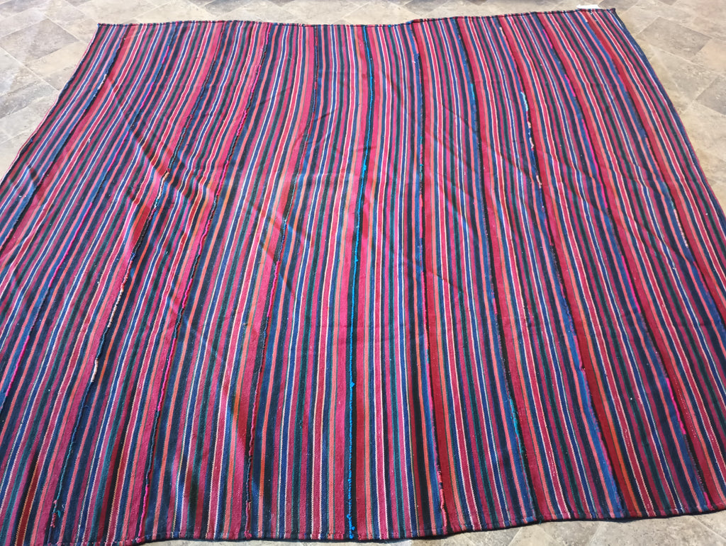 7.10 x 8.7 CONTEMPORARY TRANSITIONAL KILIM RUG Handmade Afghanistan Wool Flat Weave Carpet #F-5926