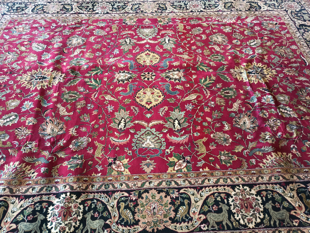 9.0 x 12.3 Persian Mashad Rug Birds #F-5942