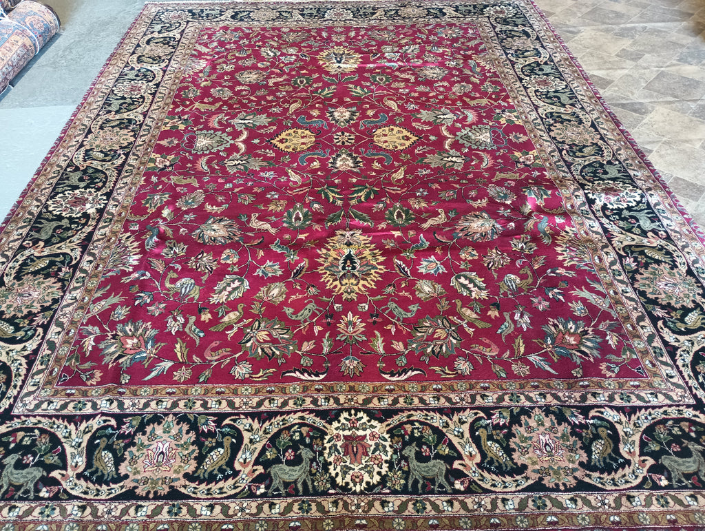 9.0 x 12.3 Persian Mashad Rug Birds #F-5942