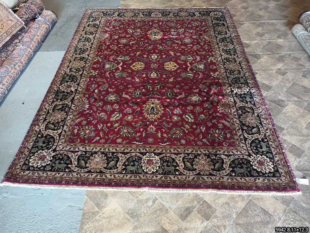 9.0 x 12.3 Persian Mashad Rug Birds #F-5942