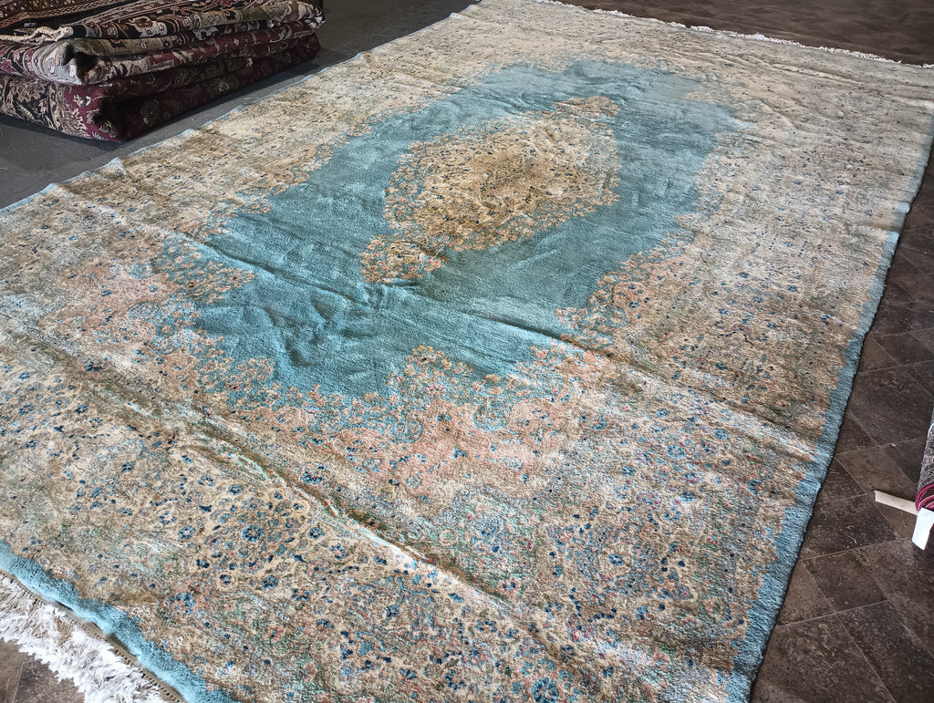 9.10 x 16 Persian Kerman Rug Light BLUE #F-5944