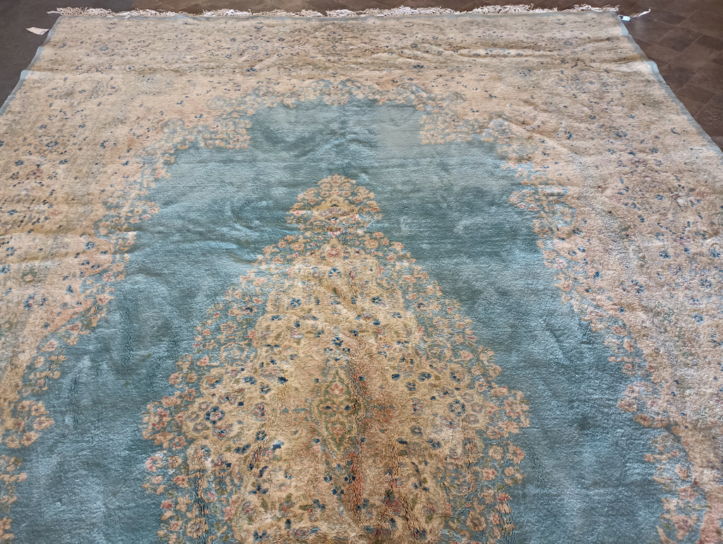 9.10 x 16 Persian Kerman Rug Light BLUE #F-5944