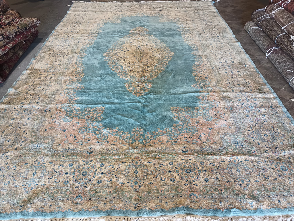 9.10 x 16 Persian Kerman Rug Light BLUE #F-5944
