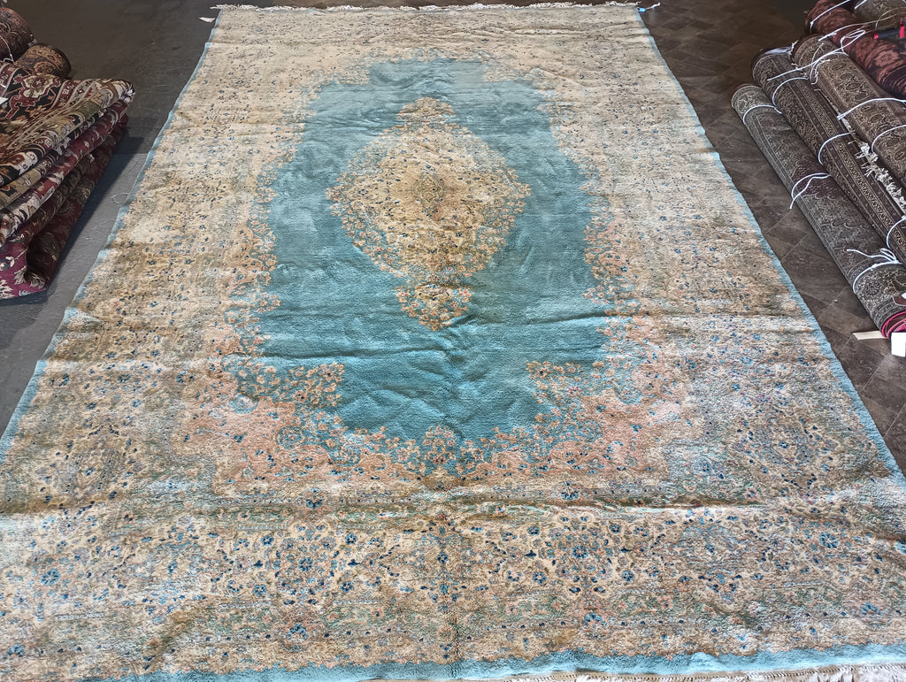 9.10 x 16 Persian Kerman Rug Light BLUE #F-5944