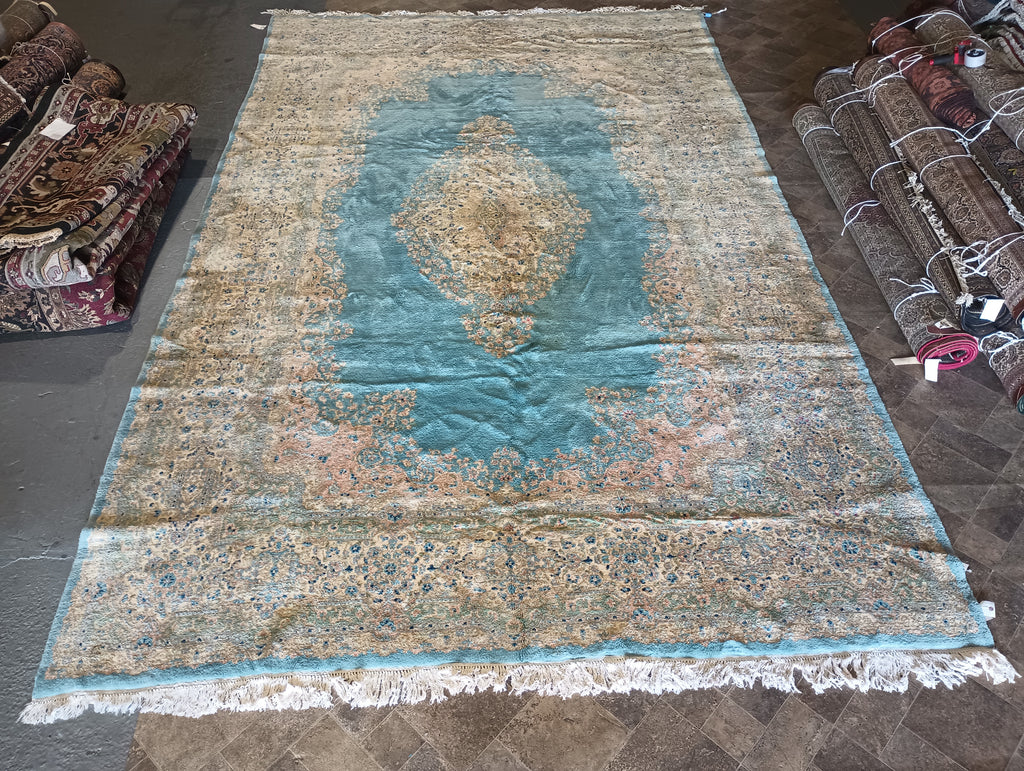 9.10 x 16 Persian Kerman Rug Light BLUE #F-5944