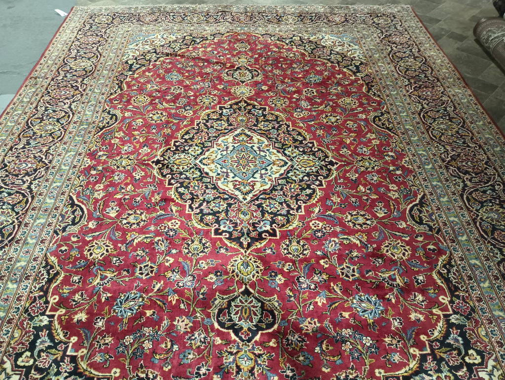 9.6 x 13 Pre Owned Persian Kashan rug SHARK TANK CARPET #F-5963