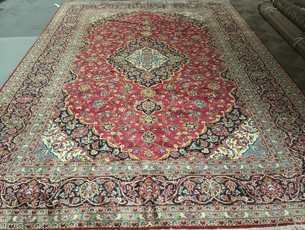 9.6 x 13 Pre Owned Persian Kashan rug SHARK TANK CARPET #F-5963