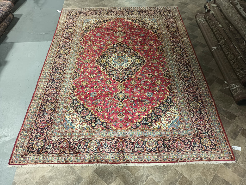 9.6 x 13 Pre Owned Persian Kashan rug SHARK TANK CARPET #F-5963