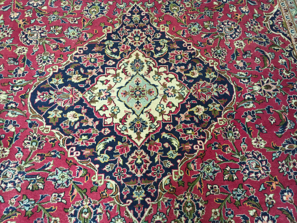 9.6 x 14 CLASSIC Persian Kashan Rug Wool Red Blue Shark Tank Carpet #F-5969