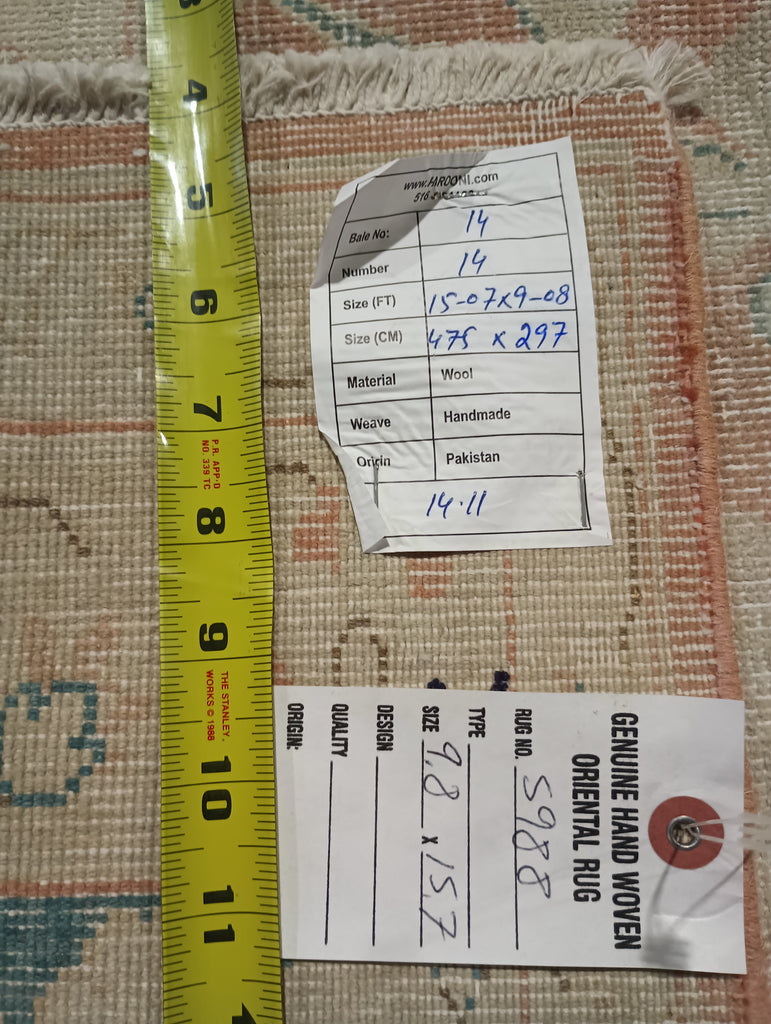 10' x 16' Vintage Persian Kerman Rug FADED PINK SLATE LOW PILE #F-5988