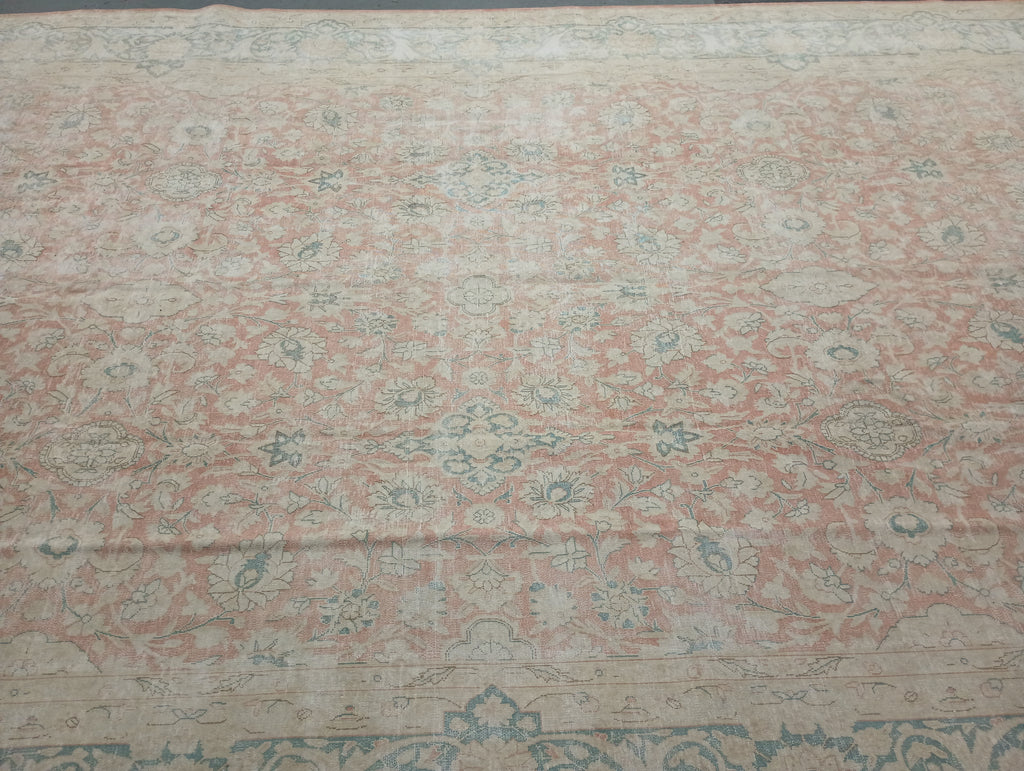 10' x 16' Vintage Persian Kerman Rug FADED PINK SLATE LOW PILE #F-5988