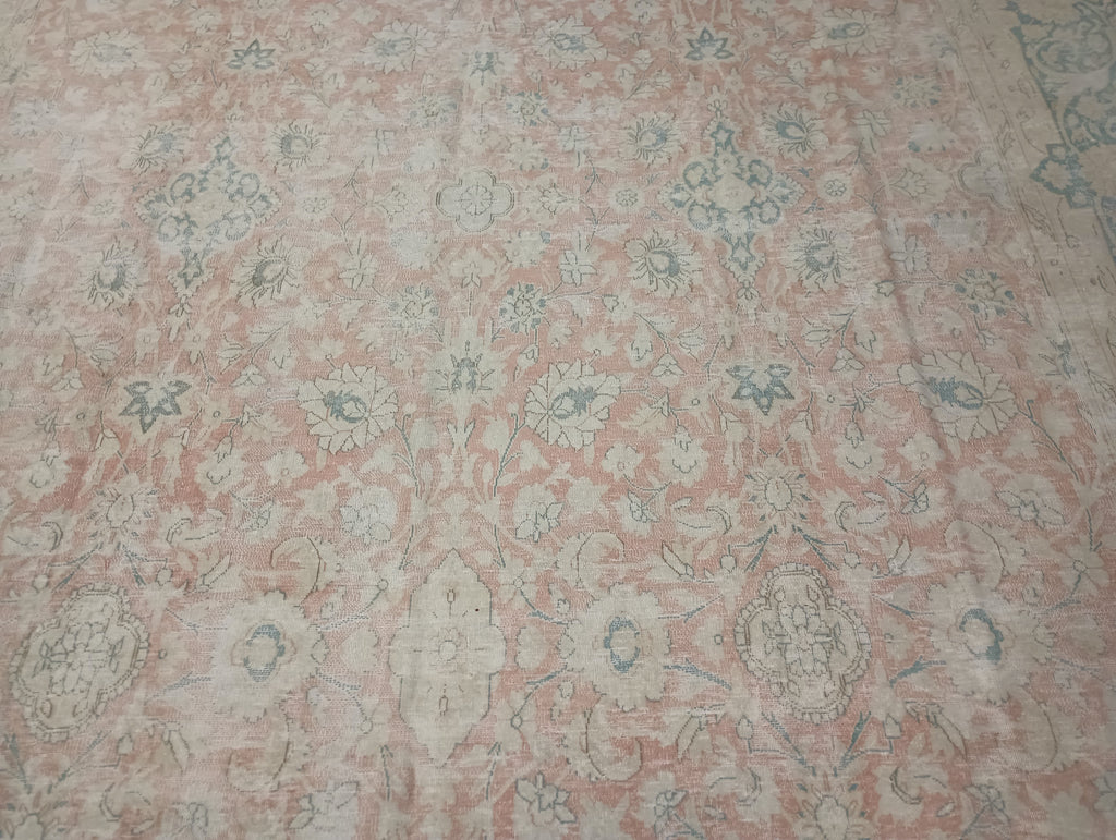 10' x 16' Vintage Persian Kerman Rug FADED PINK SLATE LOW PILE #F-5988