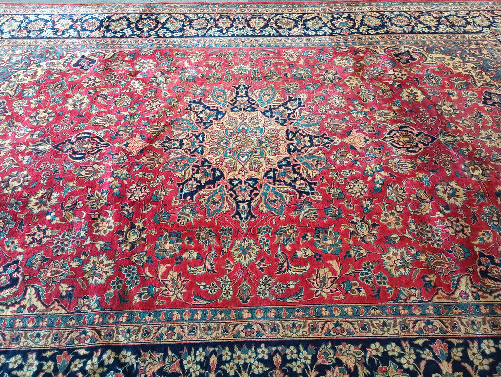 9.5 x 13.2 Authentic Persian Najaf Esfehan Wool Rug Semi-Antique #F-6005