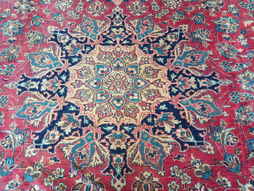 9.5 x 13.2 Authentic Persian Najaf Esfehan Wool Rug Semi-Antique #F-6005