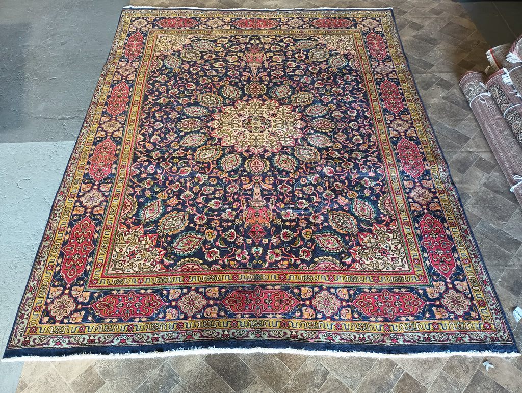 9.6 x 12.4 Authentic Persian Sheikh Safi Tabriz Wool Rug Semi-Antique #F-6007