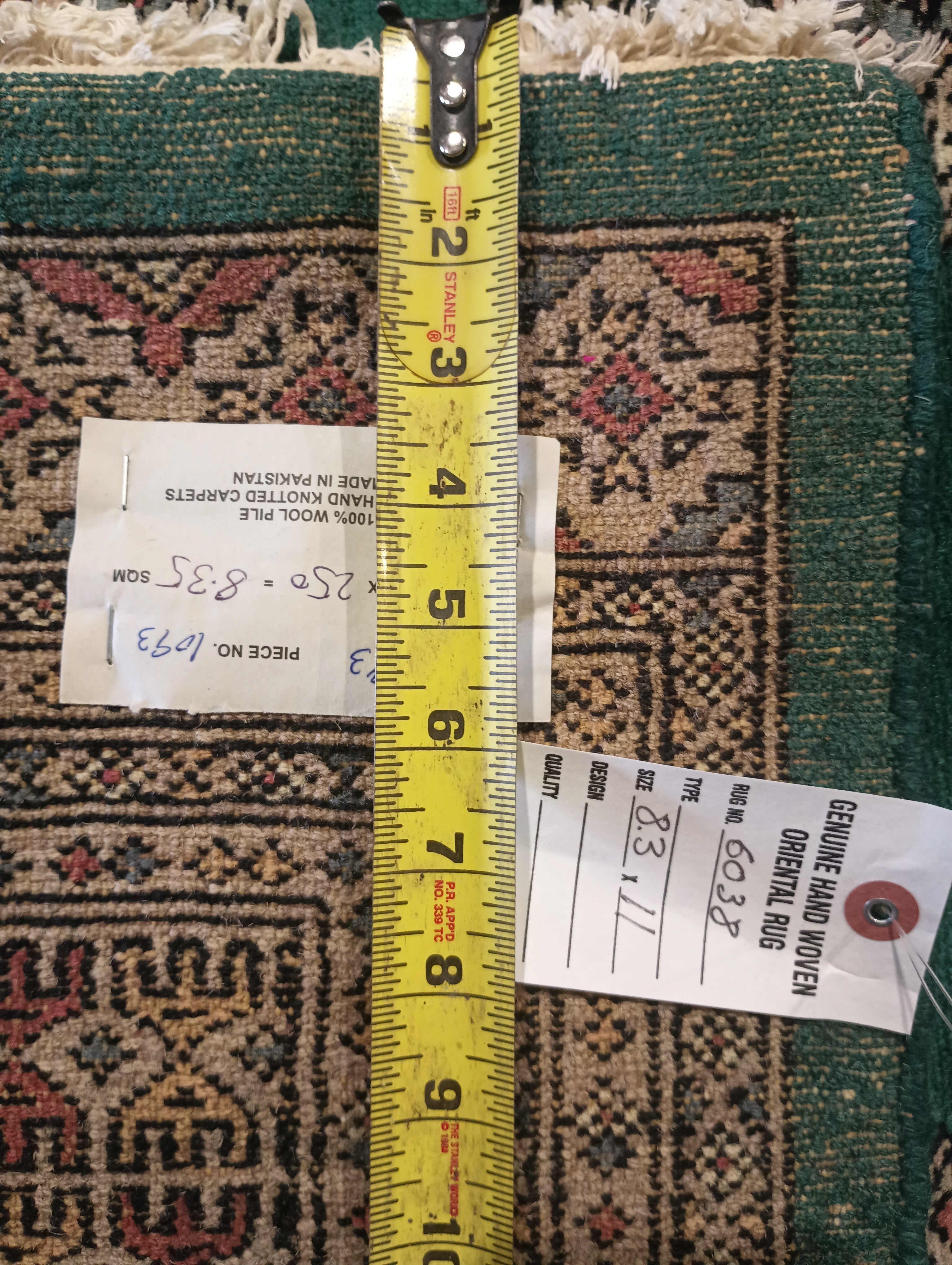 GREEN Jaldar Bokara Rug Quality Wool Handmade 8\' x 11\' #F-6038 –  Bestrugplace | Schmutzfangläufer