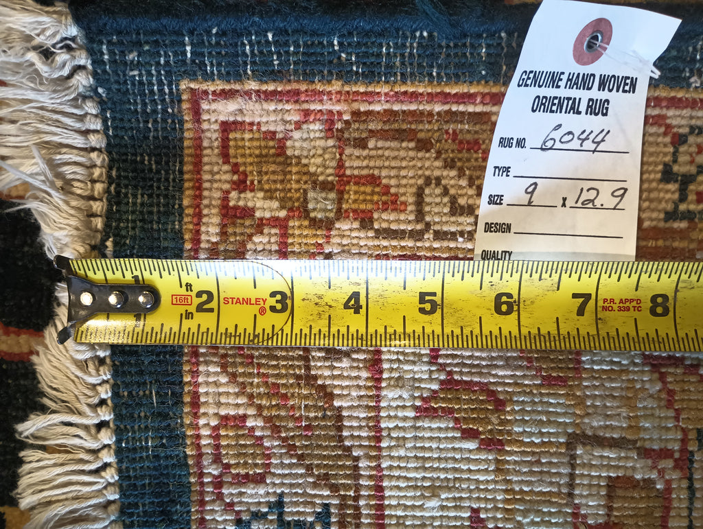 9 x 12.9 Natural Quality Handmade Agra Rug Midnight Dark Blue #F-6044