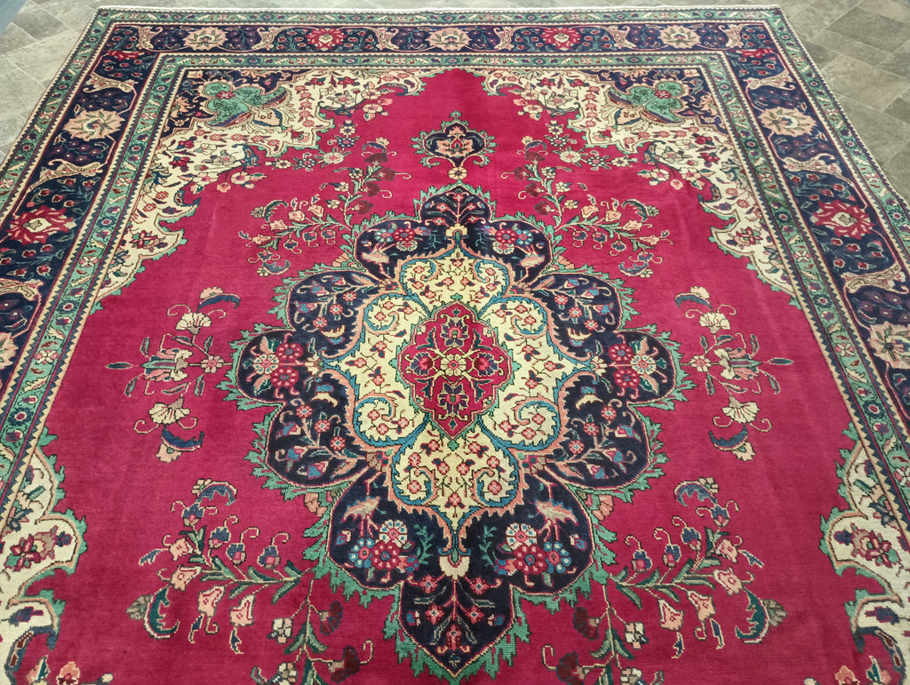 9.3 x 12.10 Semi-Antique Persian Tabriz Rug #F-6054