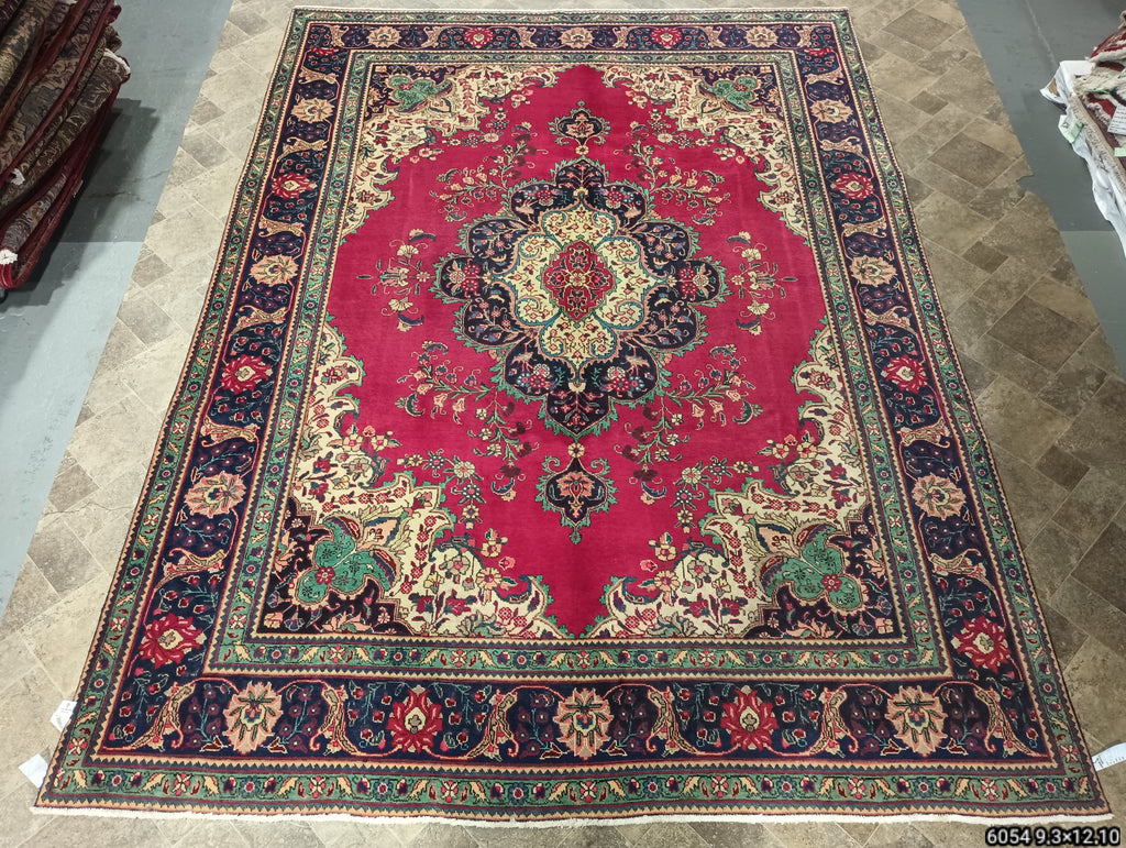 9.3 x 12.10 Semi-Antique Persian Tabriz Rug #F-6054