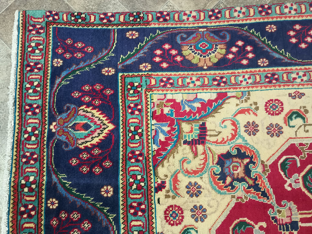 9.5 x 12.9 Persian Semi-Antique Tabriz Rug Wool #F-6055