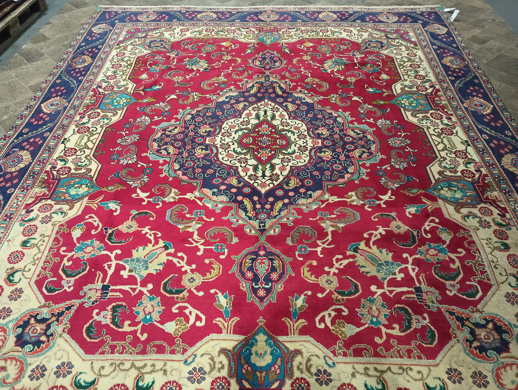 9.5 x 12.9 Persian Semi-Antique Tabriz Rug Wool #F-6055
