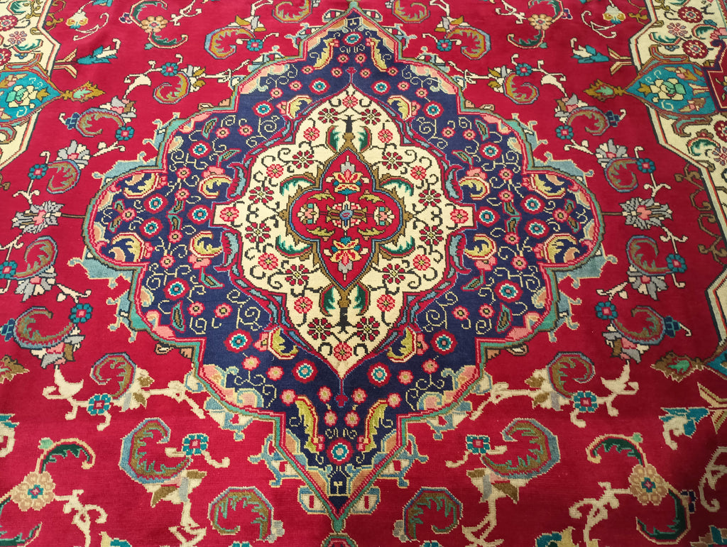 9.5 x 12.9 Persian Semi-Antique Tabriz Rug Wool #F-6055