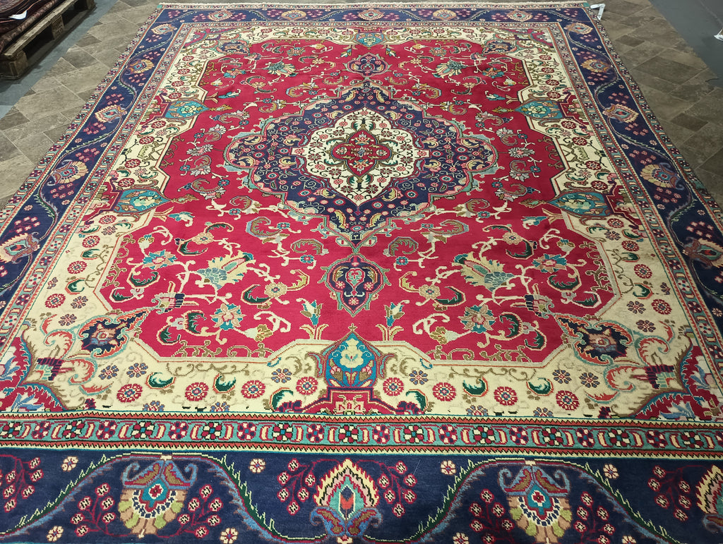 9.5 x 12.9 Persian Semi-Antique Tabriz Rug Wool #F-6055
