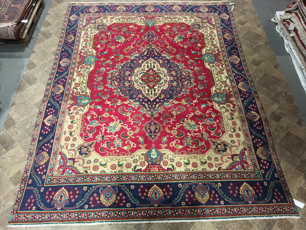 9.5 x 12.9 Persian Semi-Antique Tabriz Rug Wool #F-6055