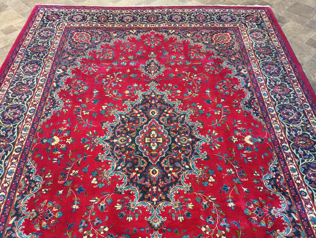 8.8 x 11.6 Persian Mashad Tabriz Wool Rug #F-6064