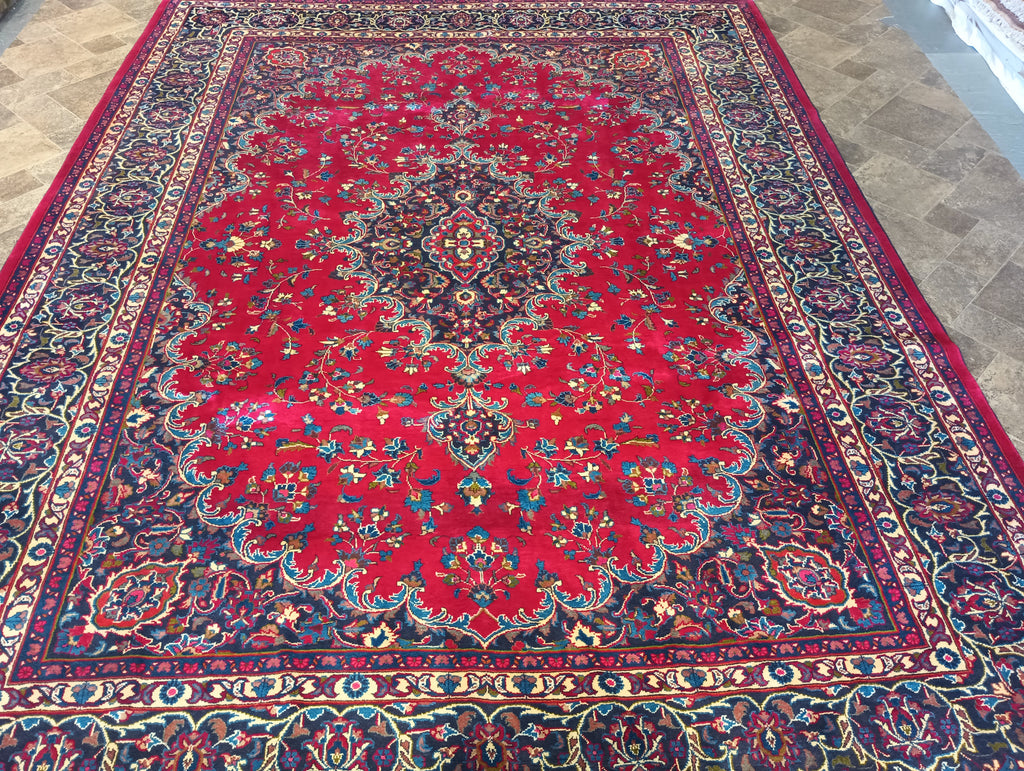 8.8 x 11.6 Persian Mashad Tabriz Wool Rug #F-6064