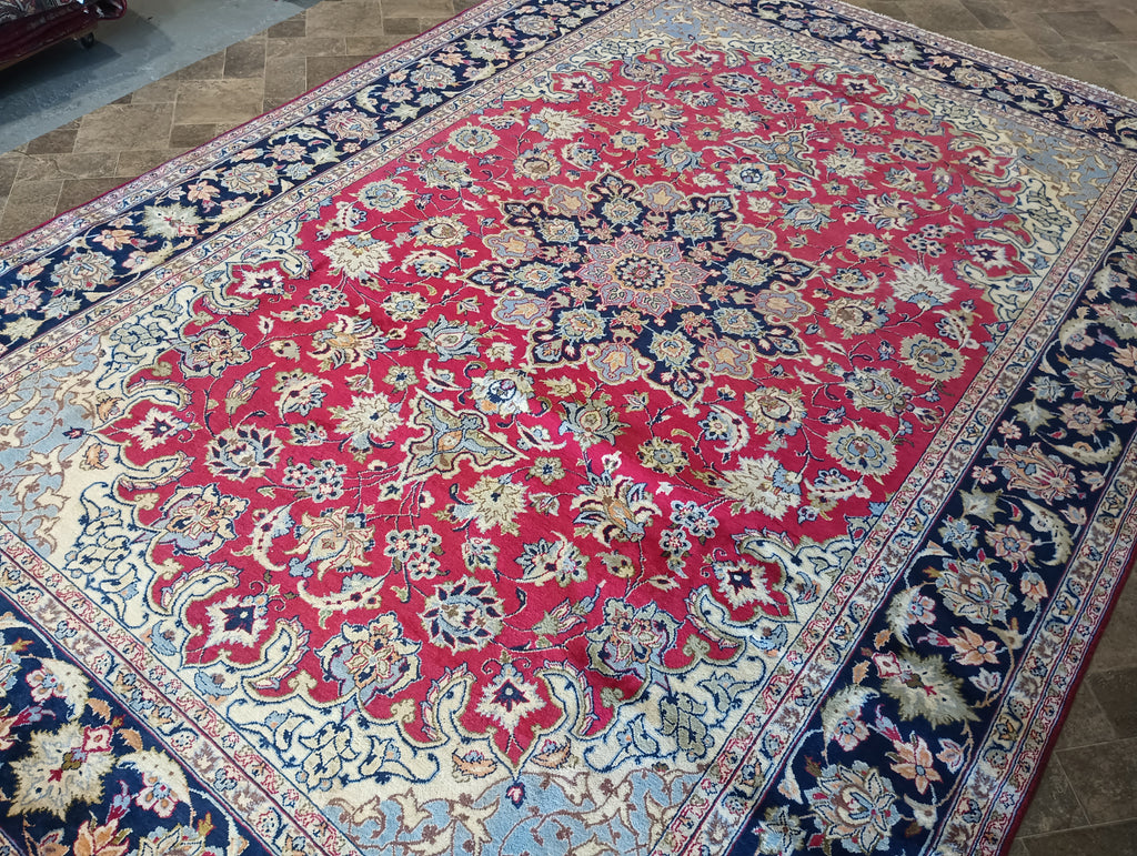 9.4 x 13.4 Genuine Persian Esfahan Najaf Wool Rug #F-6067