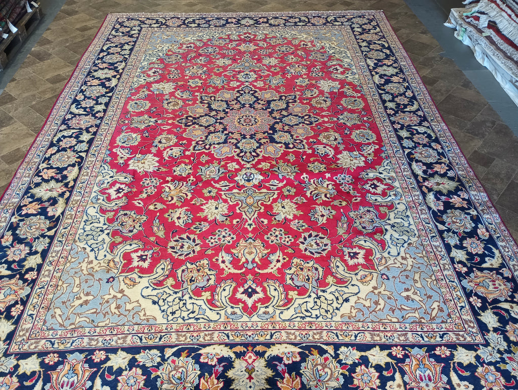 9.4 x 13.4 Genuine Persian Esfahan Najaf Wool Rug #F-6067
