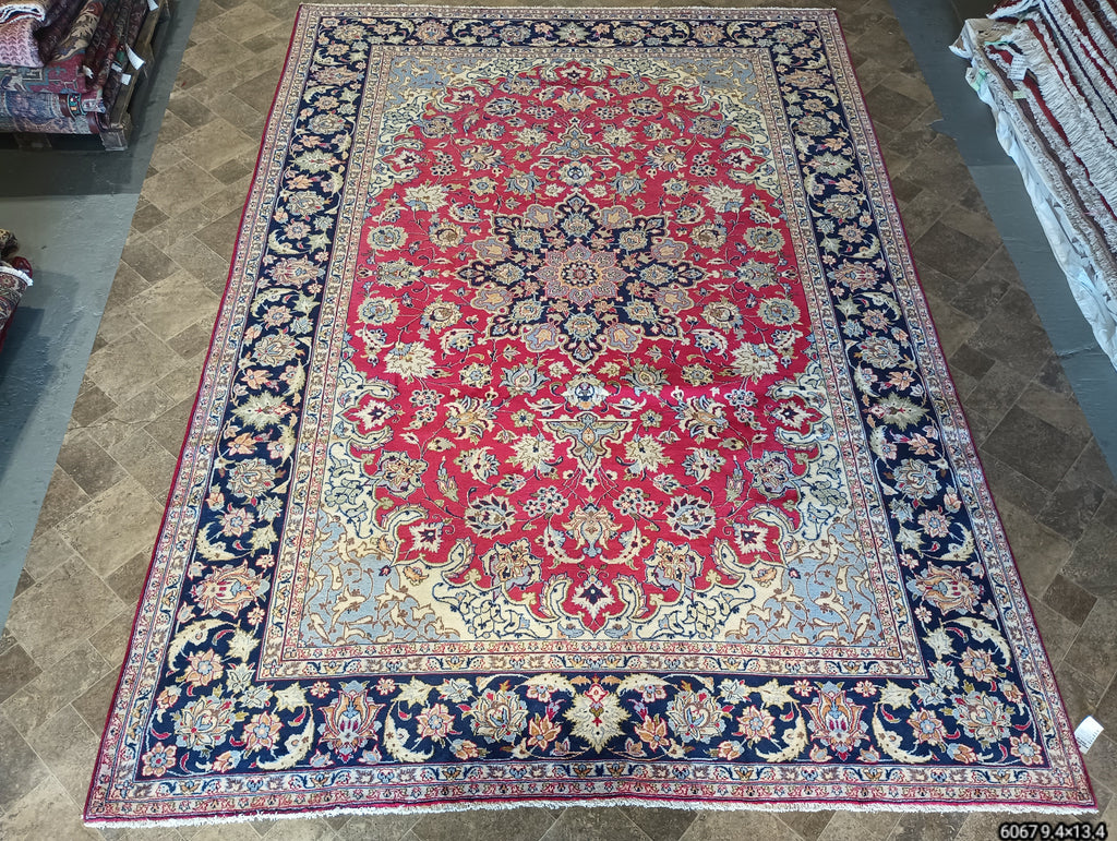 9.4 x 13.4 Genuine Persian Esfahan Najaf Wool Rug #F-6067