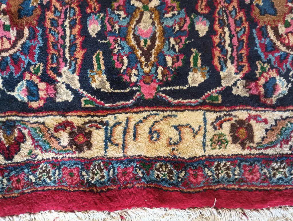 9.5 x 13.7 Large Persian Classic Traditional Wool SIGNED Rug Bright Red Blue #F-6078